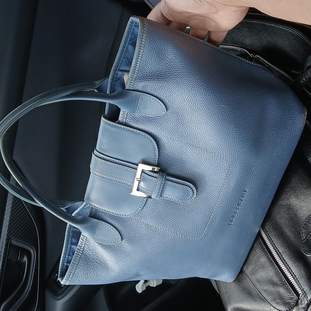 Longchamp 👑 RARE👑 Cornwall Blue EXPANDABLE Satchel | Made in France